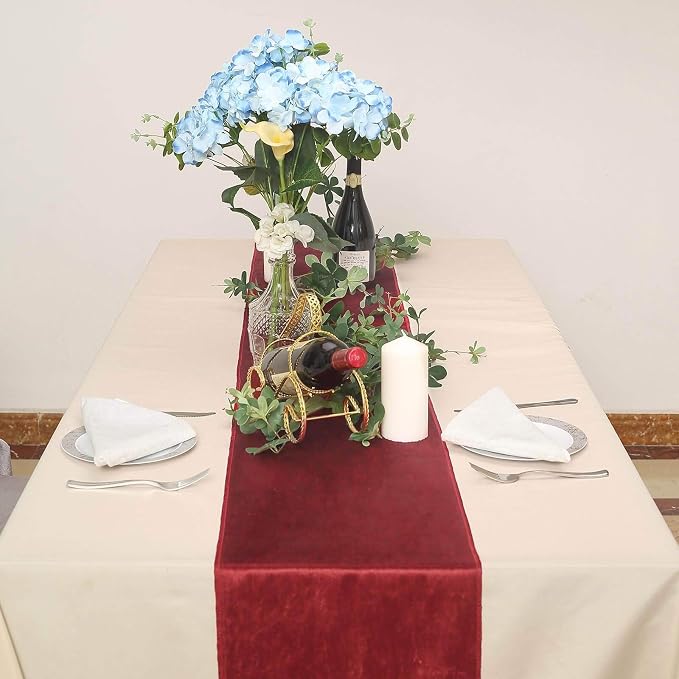10 pcs 12x108-Inch Wine Premium Velvet Table Runners Wedding Reception Catering - Image 6