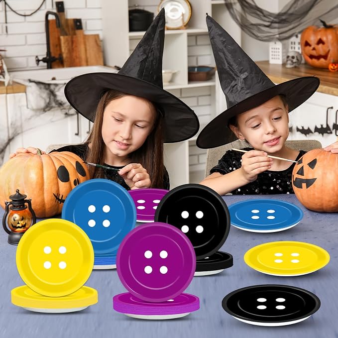 48Pcs Button Party Decorations Supplies Halloween Dinnerware Disposable Dessert - Image 4