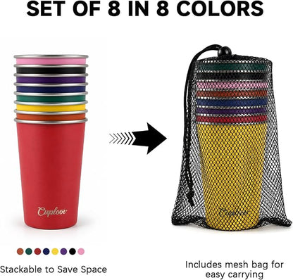 16 oz Stainless Steel Cups, Metal Drinking Glasses - Image 4