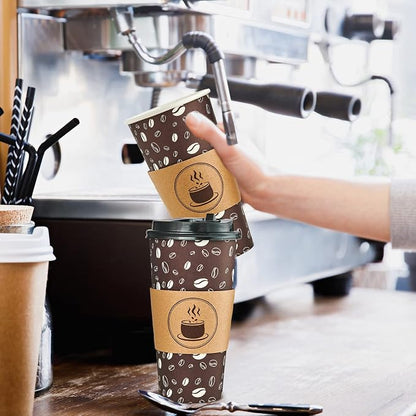 JOLLY PARTY Disposable Coffee Cups - 20oz Paper Cups with Lids - Image 5