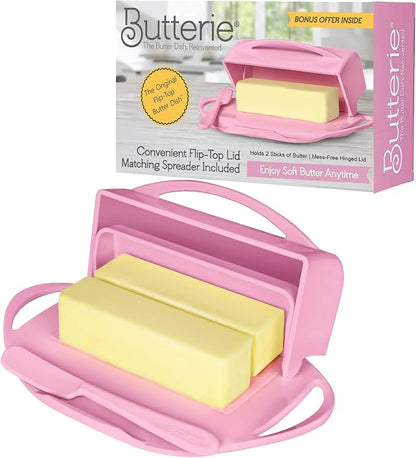 Flip Top Butter Dish with Attached Lid & Matching Knife by Butterie