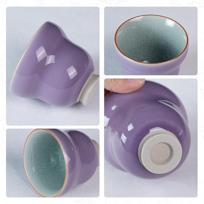 KAMMAK Japanese Tea Cups, 4.2 Oz Small Handmade Ceramic Teacups, Loose Leaf and - Image 4
