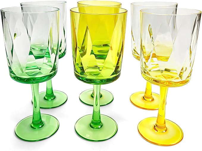 15oz Plastic Wine Glasses with Stem, Unbreakable Outdoor Wine Glasses 6PCS by WowProLiv