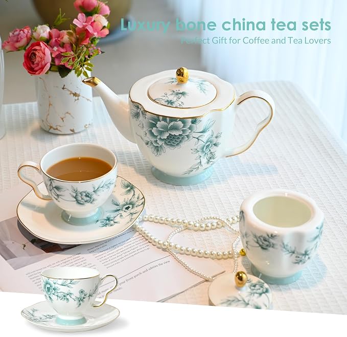 ACMLIFE Tea Set for Adults, Vintage Floral Tea Cup Set - Image 2