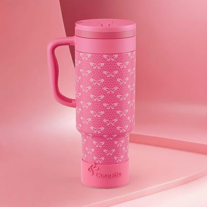 40 oz Insulated Tumbler with Handle and Push-Button Straw Lid, Stainless Steel - Image 2