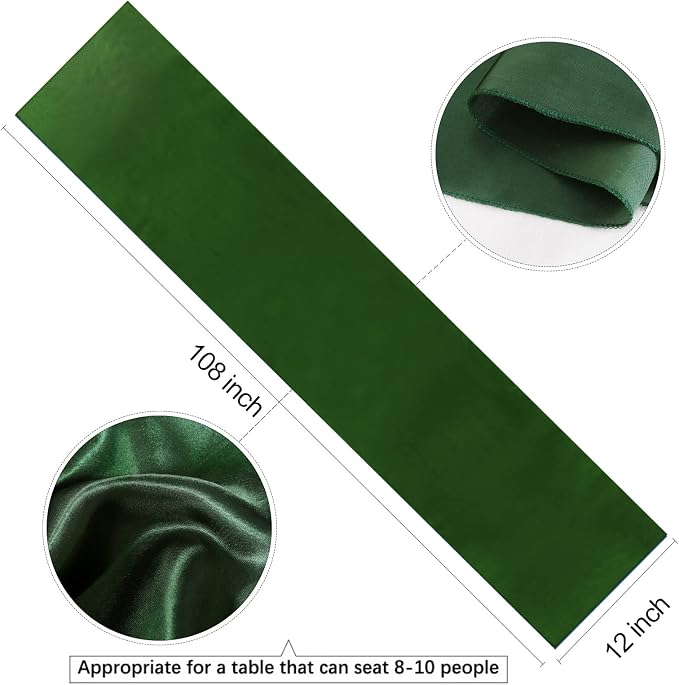 Forest Green Table Runners 16 Pack 12x108 inch Silk Satin Smooth Fabric | Satin - Image 5
