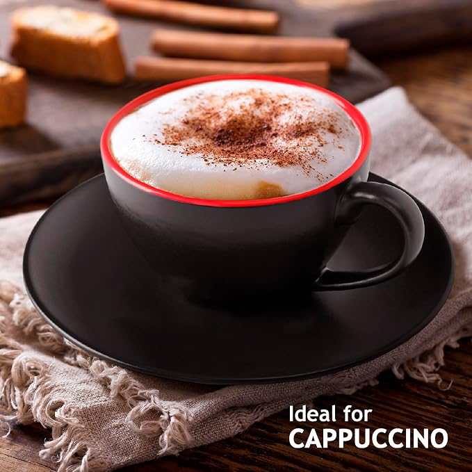 MIAMIO - Set of 6, Ceramic Stackable Cappuccino Cups Set / 6 Ounce Cappuccino - Image 4