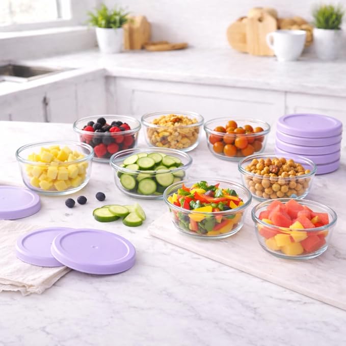 16-Piece Glass Food Storage Containers Set | 1-Cup, Leakproof | Microwave - Image 2