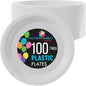 White Plastic Plates For Party 7" White Disposable Plates Heavy Duty 100 Pcs Plastic Dinnerware Sets Heavy Duty 350 GSM Disposable Dinnerware Set
