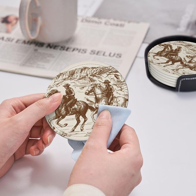 Western Desert Vintage Cowboy Coasters - Image 7