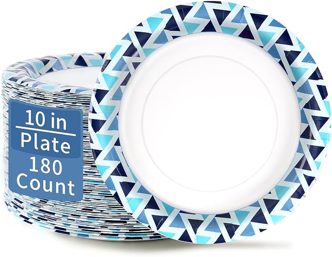 10 Inch Paper Plates, Microwave Safe | Soak Proof & Cut Resistant Bulk Plates by OuMuaMua