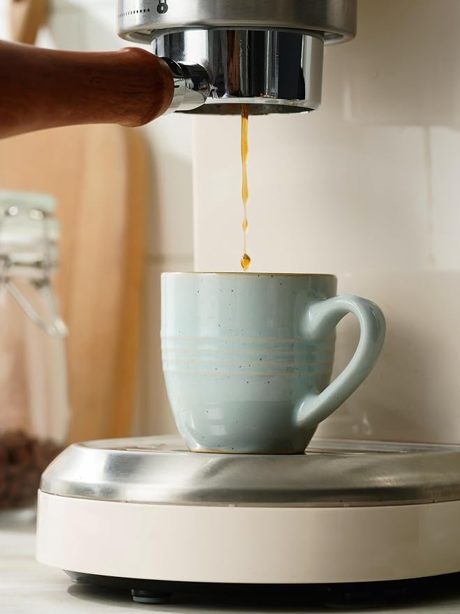 famiware 3oz Espresso Cups and Saucers, Light Blue | Ceramic Small Coffee Mug - Image 6
