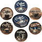 Coffee Coasters for Drinks with Holder Round Leather Coasters Set of 6 Cups Mugs Mat Pad for Home Kitchen Bar