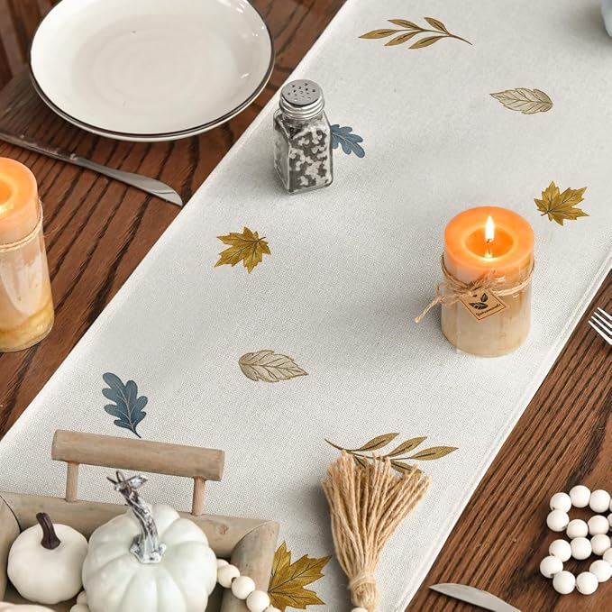 Artoid Mode 210 GSM Fall Table Runner 13x72 Inch Home Party Decor | Blue - Image 7