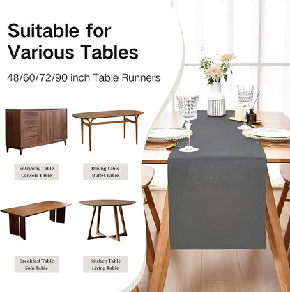 Wolkemer Farmhouse Grey Table Runner Dining Table Runners 48 Inches Long | - Image 5