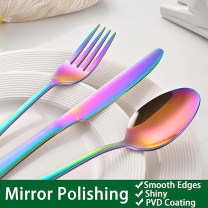 Colorful Rainbow 30 Pieces Silverware Sets Service - Image 4