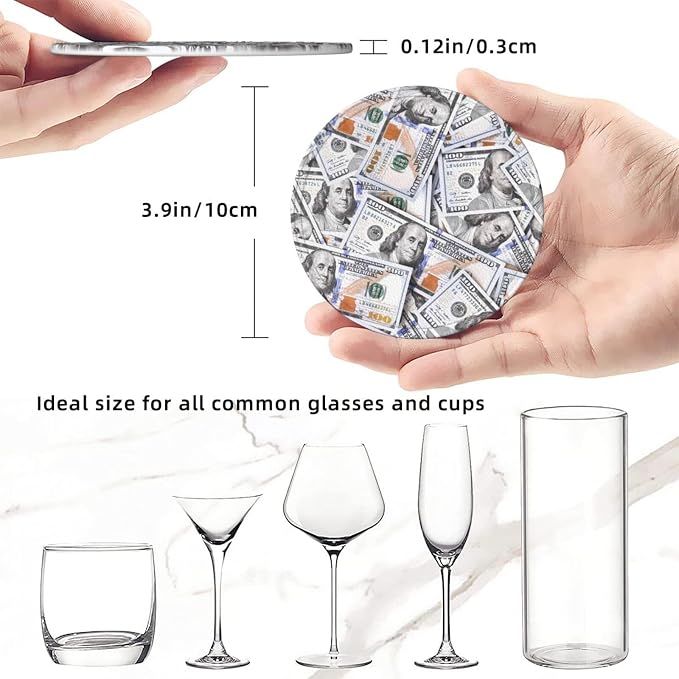 Novelty Funny Money Dollar Pattern Coasters - Image 5