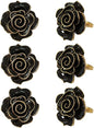 Black Napkin Rings Set of 6,Flower Rose Napkin Holder Rings Buckles,Bloom Napkin Holders Set for Table Decoration Wedding Valentine’s Christmas Easter Dinner Party