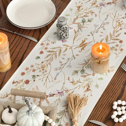 Artoid Mode 210 GSM Fall Table Runner 13x72 Inch Home Party Decor | Floral - Image 4