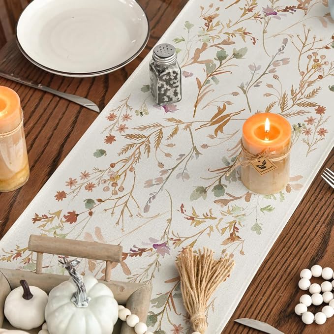 Artoid Mode 210 GSM Fall Table Runner 13x90 Inch Home Party Decor | Floral - Image 4