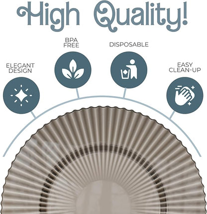 Exquisite 80 Piece Plastic Disposable Plates Set For 40 Guests I 40 X 9 Inch & 40 X 11 Inch Disposable Plastic Plates | Color: Brown | Great for Weddings Parties And Formal Occasions
