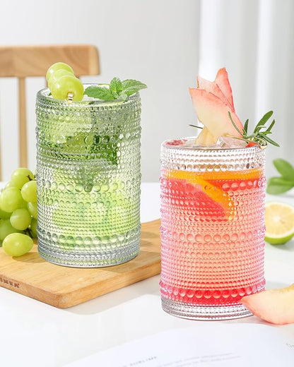 Large Capacity Glasses Drinking Set of 12, 15 oz Vintage Glassware Hobnail - Image 2