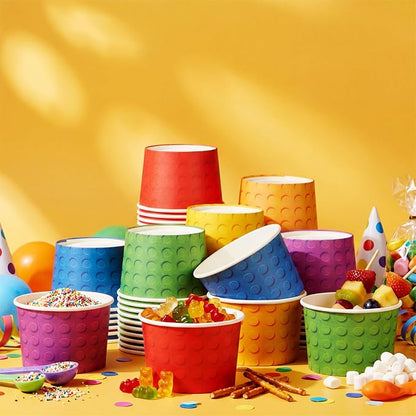 CHENGU 60 Pcs Building Block Snack Cups 9 oz Colorful Paper Ice Cream Bowls - Image 7