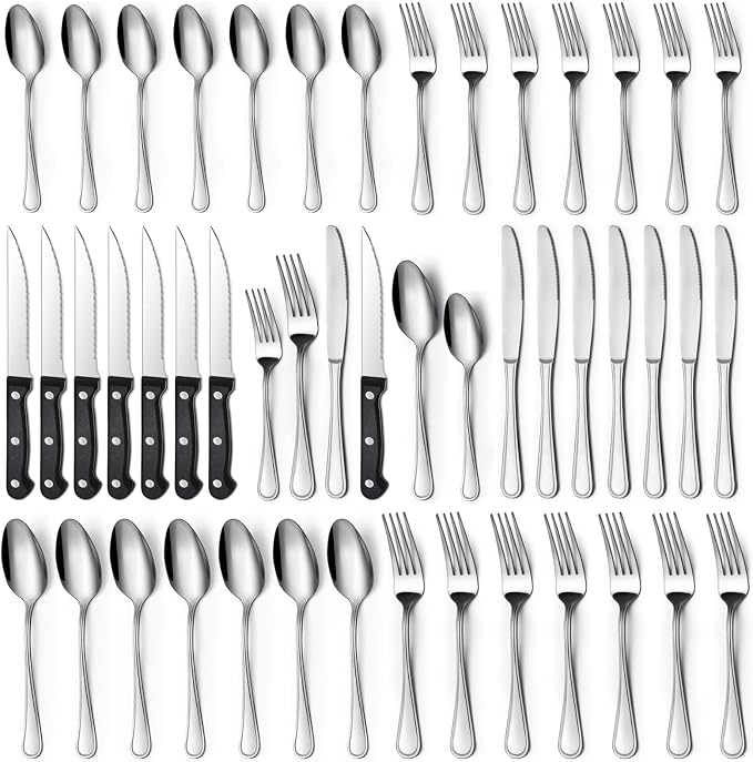 Hunycook 48-Piece Silverware Set by Dedicatedtoenhancingyourdiningexperience