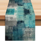 Teal and Green Table Runner 13x72 Inch Modern Abstract Art Painting Kitchen by ZCHOMI