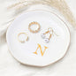 ProCase Ceramic Jewelry Tray, Initial Ring Dish Trinket Plate Engagement Gift, Small Personalized Monogram Ring Bowl for Wedding, White Decorative Jewelry Holder for Women Vanity -Letter N