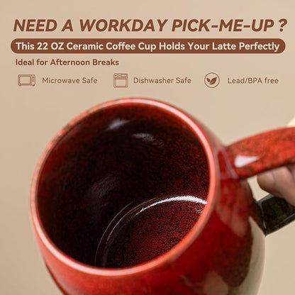 Handmade 22oz Ceramic Coffee Mug, Ergonomic Large Handle, Ideal Gift - Image 3