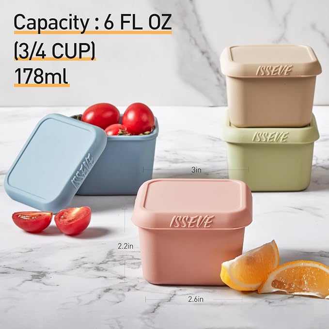 ISSEVE 4pack 6oz Silicone Snack Containers - Image 4