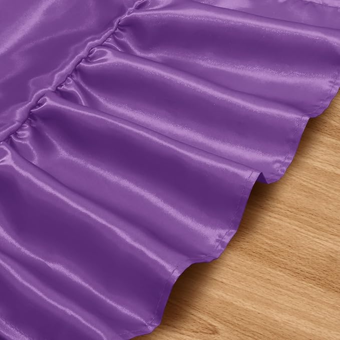 2 Pack Purple Satin Table Runner 12 x 108 Inch | Ruffle Design, Luxurious - Image 5