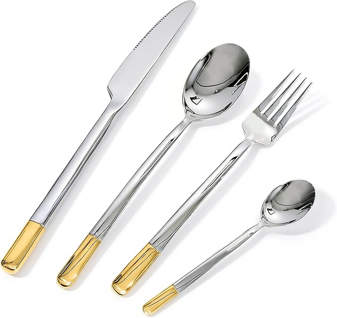Silverware Set Service for 8, IKXO 32-Piece Modern Stainless Steel Flatware by IKXOLifeswhispersweresonate