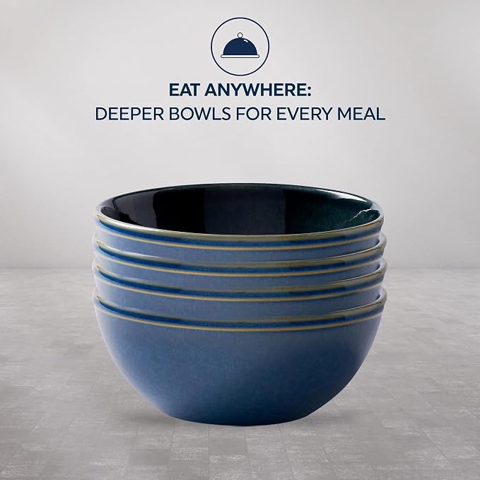 Corelle Stoneware 4-Pc Bowl Set, Handcrafted Artisanal Double Bead Bowls - Image 2