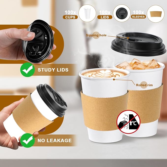 Lamosi 50 Pack 10 oz Disposable Coffee Cups - Image 4