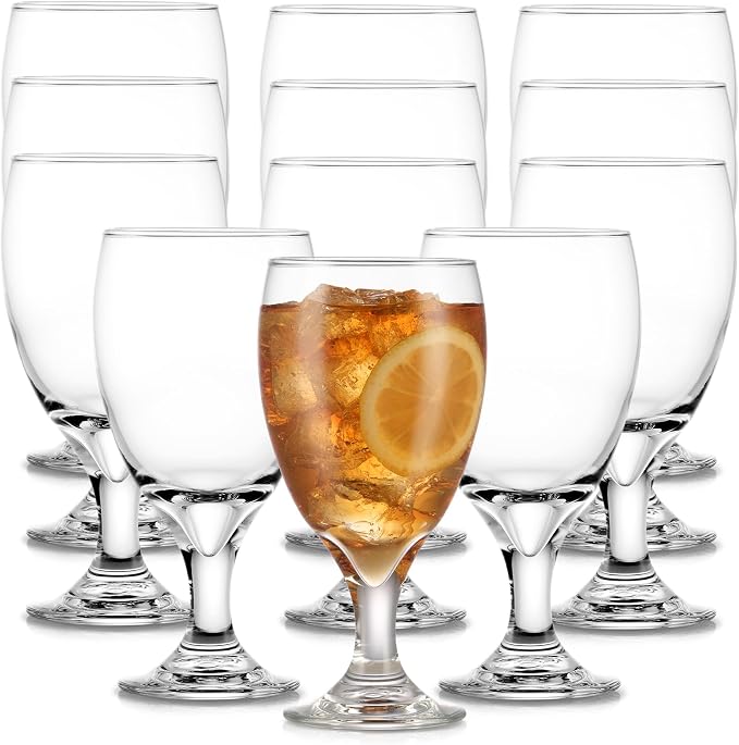 Libbey Classic Glass Goblets Set of 12, Stemmed Water & Tea Glasses | 16.25 oz by Libbey