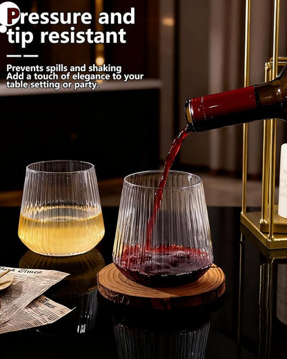 YOUBET 40Pack Plastic Ribbed Wine Glasses - Image 5