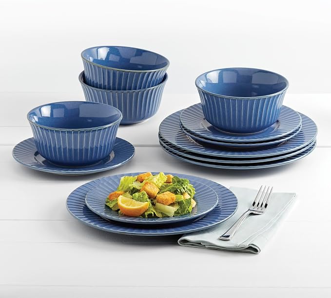 Tabletops Gallery Richmond 12-Piece Reactive Glaze Stoneware Dinnerware Set of - Image 2