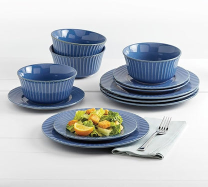 Tabletops Gallery Richmond 12-Piece Reactive Glaze Stoneware Dinnerware Set of - Image 2