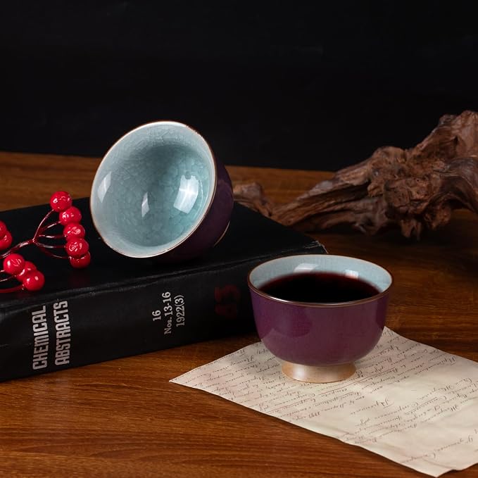 KAMMAK Japanese Tea Cups, 3 Oz Small Handmade Ceramic Teacups, Loose Leaf and - Image 5