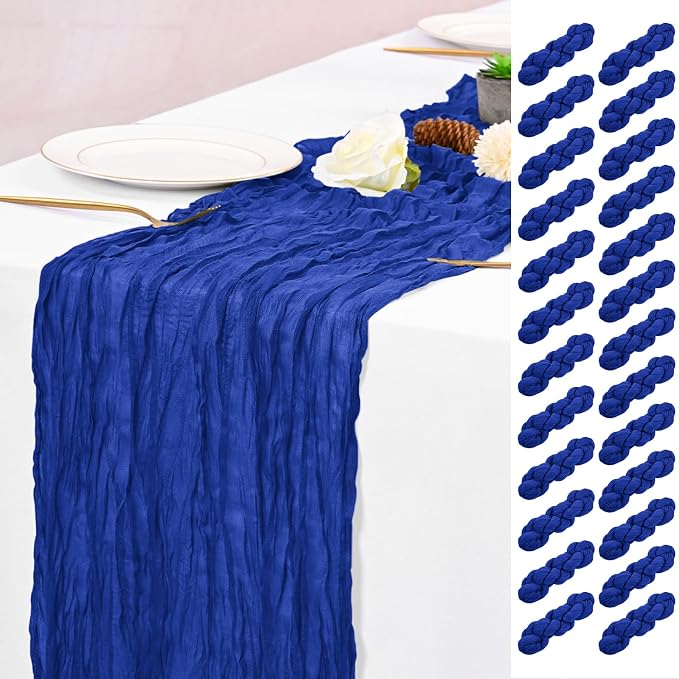 25 Pack Royal Blue Table Runners 17 x 108inch Cheesecloth Table Runner Boho by Lumaycens
