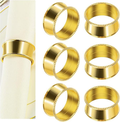 6 Pcs Stainless Steel Bead Side Napkin Rings by frjjthchy