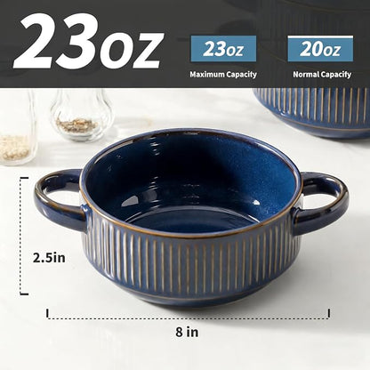 Soup Bowls with Handles, 23 oz French Onion Soup Crocks, Stackable Soup Bowl - Image 2