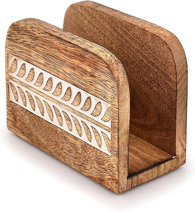 Napkin Holder Mango Wood Upright Paper Napkin Storage Rustic Farmhouse Wood by Unknown
