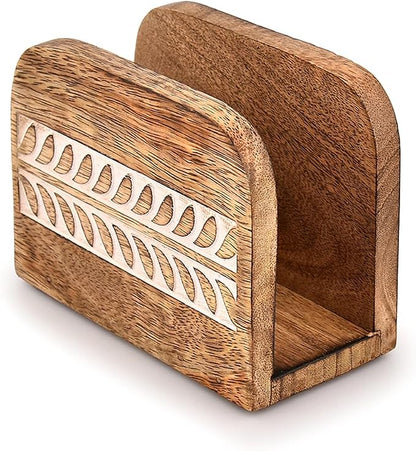 Napkin Holder Mango Wood Upright Paper Napkin Storage Rustic Farmhouse Wood by Unknown