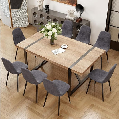 9 Piece Dining Table Set for 8,Modern 71'' Rectangle Wood Dining Table and Fabric Dining Chairs 8,Kitchen Table and Chairs for 8,Ideal for Kitchen Dining Room