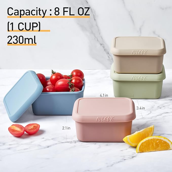 ISSEVE 4Pack 8oz Silicone Snack Containers - Image 3