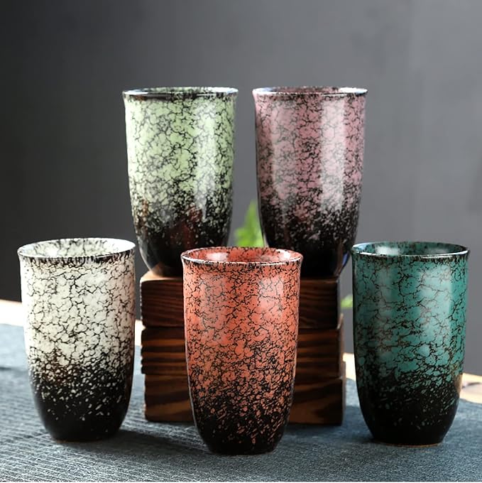 Japanese tea cups Set of 2 Chinese/Japanese style 16oz Handle-less Ceramic Tea - Image 5