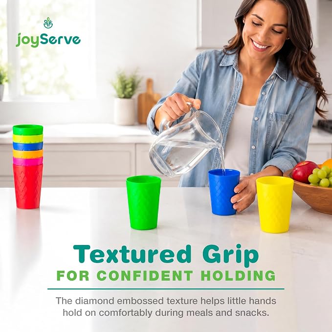 JoyServe Kids Plastic Tumblers, 10 oz Reusable Drinking Cups, Unbreakable - Image 6